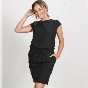 Women’s ALBION Going Places casual black drawstring dress vacation beach wear L